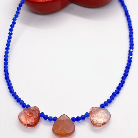 NEW Blue and Pink Crystal Layering Necklace - Picture 3 of 16